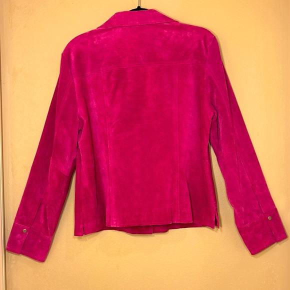 Vintage leather suede button up pink Barbie jacket Y2K - Picture 4 of 9